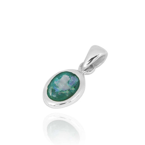 Classic Oval Silver Roman Glass Pendant